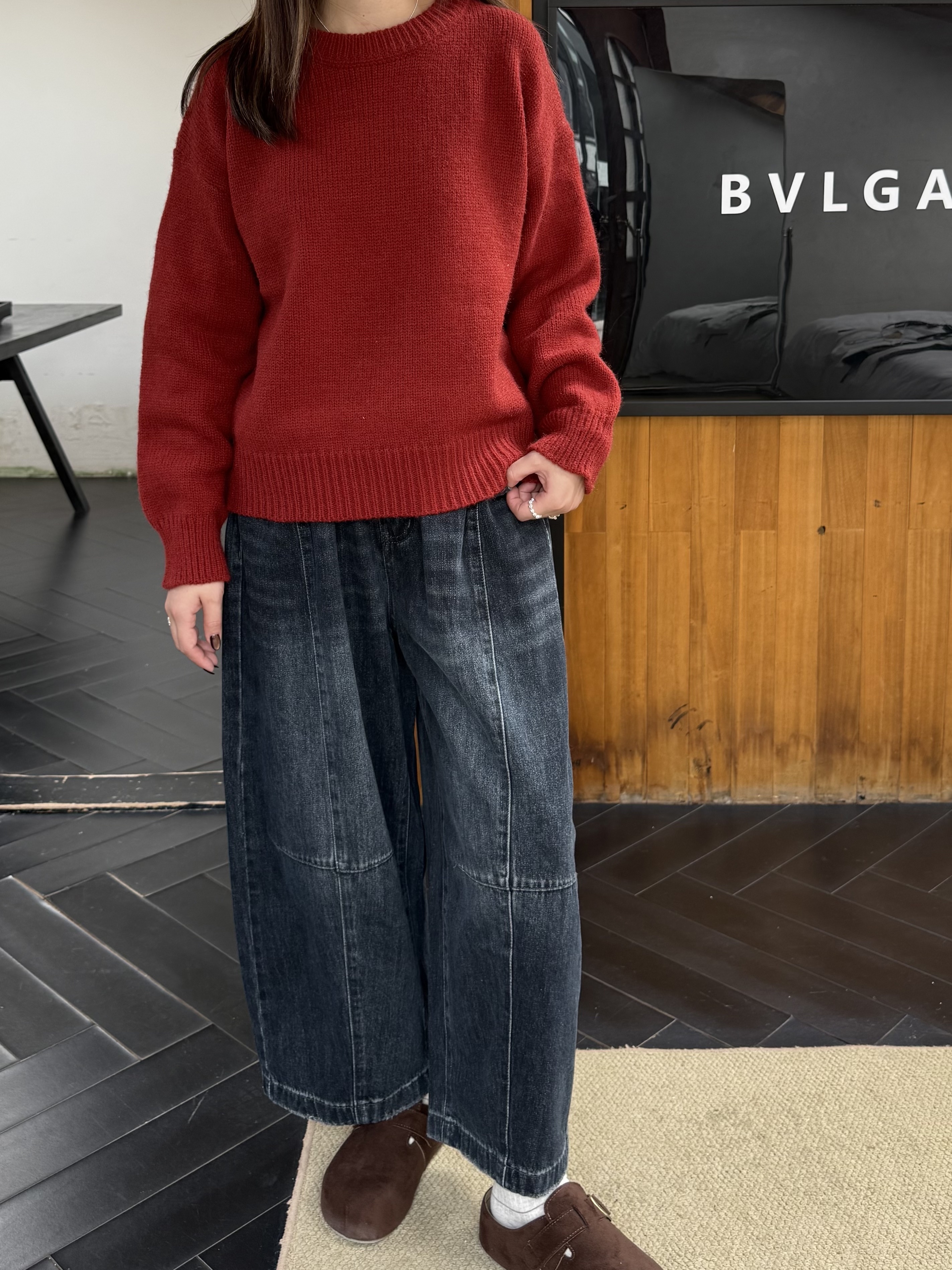 全鬆緊九分線條寬褲