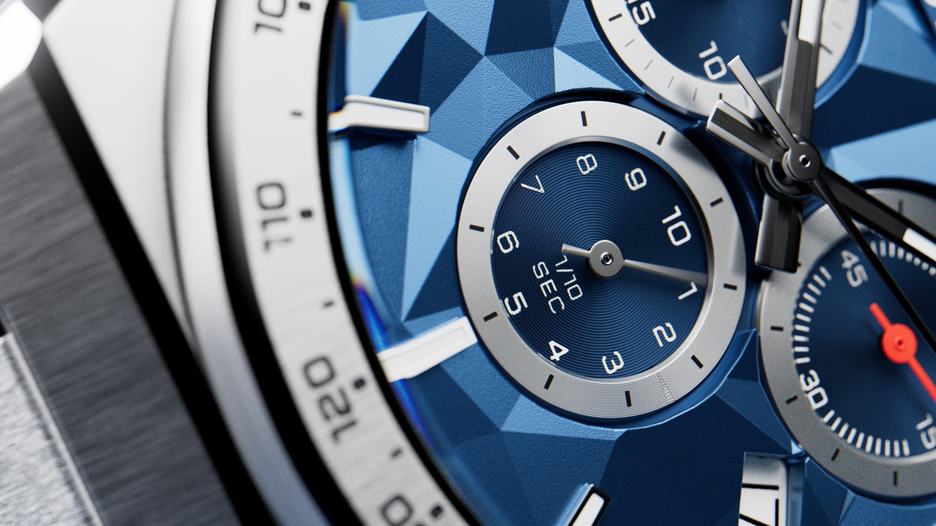 Bomberg, 炸彈錶,APEX 系列, APEX Pulse CB, 脈衝藍計時碼錶,賽車計時碼錶,NT42CHSS.02-3.12,一體式不鏽鋼鍊帶,Pulse-Cut Dial,立體切割面盤