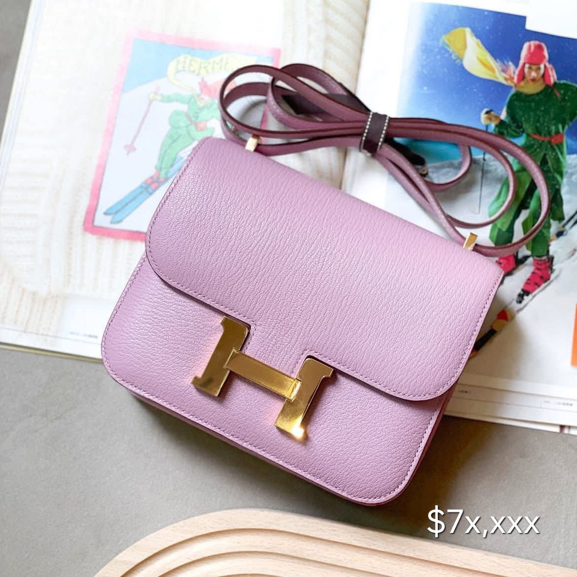 Preloved Constance Mini Chèvre Mysore Leather X9 Mauve Sylvestre RGHW HK$7x,xxx  (HK$2,000 即時落訂)