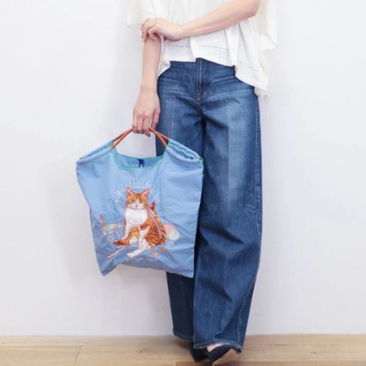 Ball＆Chain 刺繡環保購物袋 M號 - 藍 (31301574)