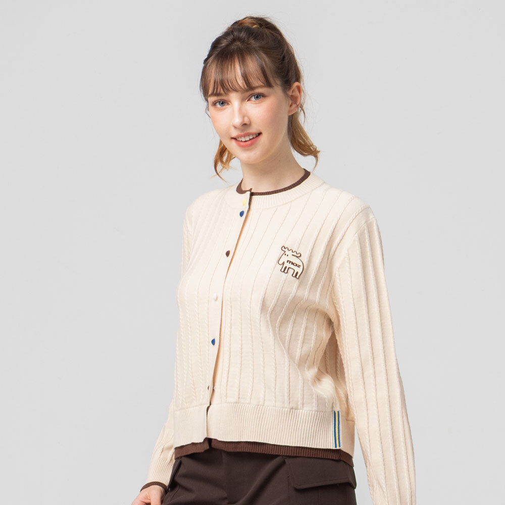 圓領 針織外套-奶油米