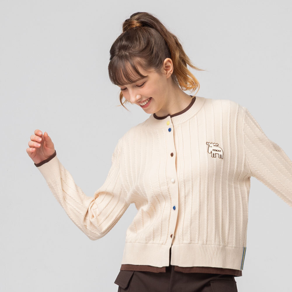 圓領 針織外套-奶油米