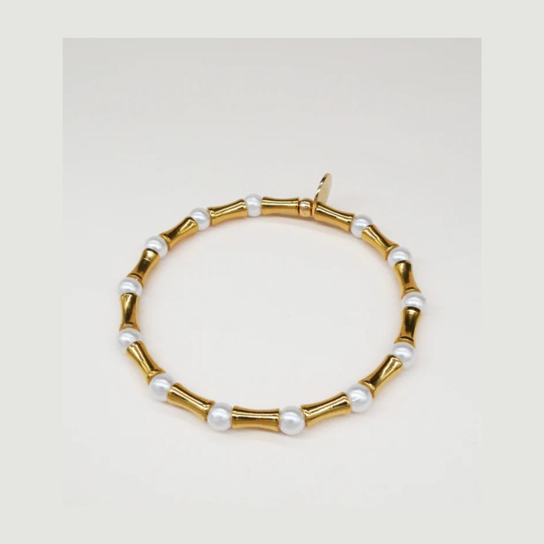 1SB0725-331 SCRUNCHIE IS BACK Bambou Bracelet - Gold (A-EU-E)