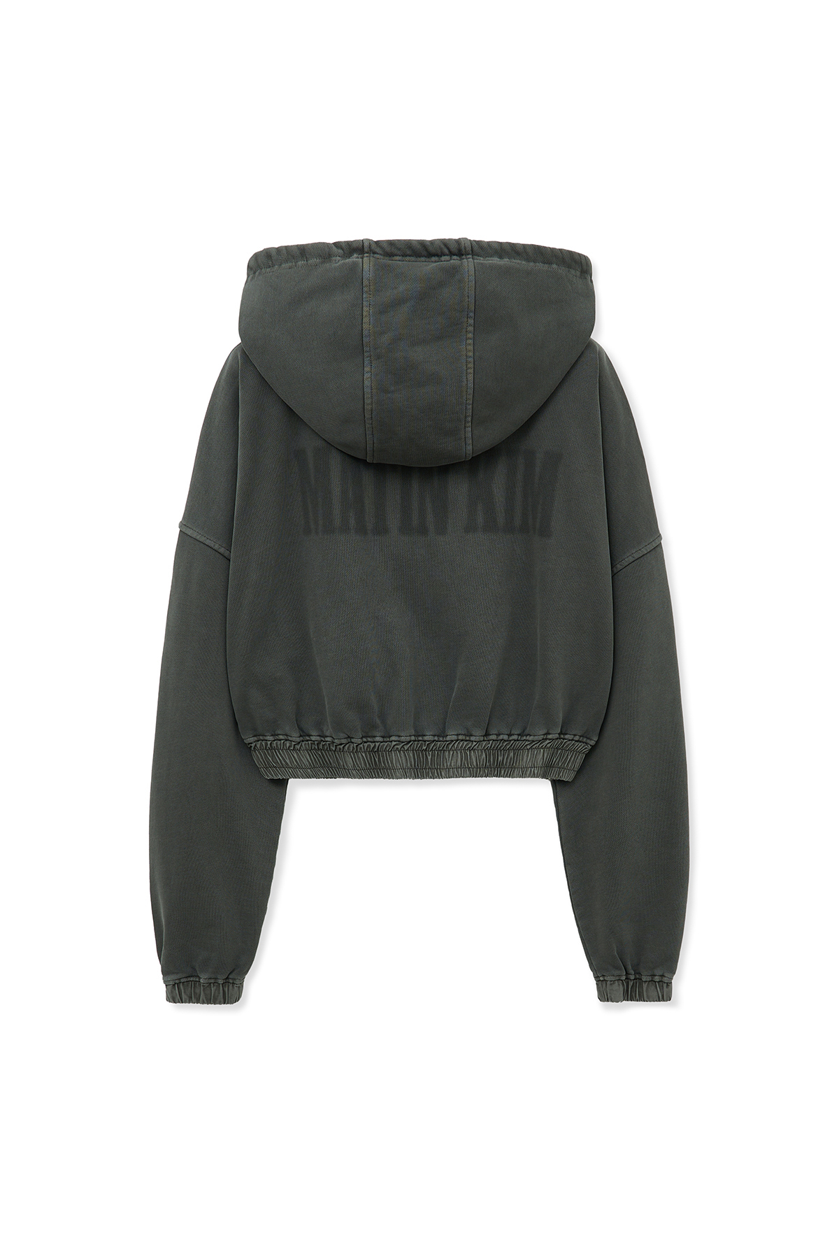 顏染LOGO短版拉鍊連帽上衣女款 炭灰