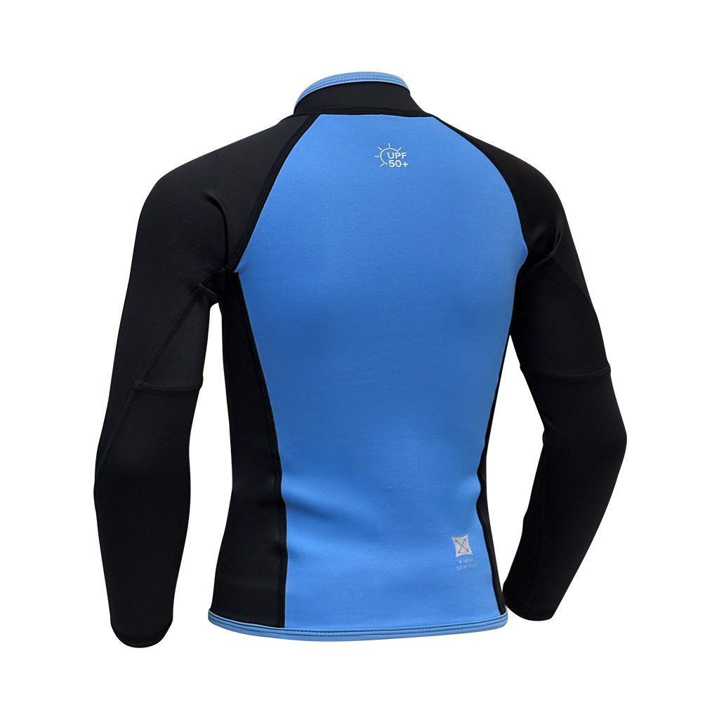 1mm 兒童四向拉伸抓毛游泳保暖夾克 - 藍/黑