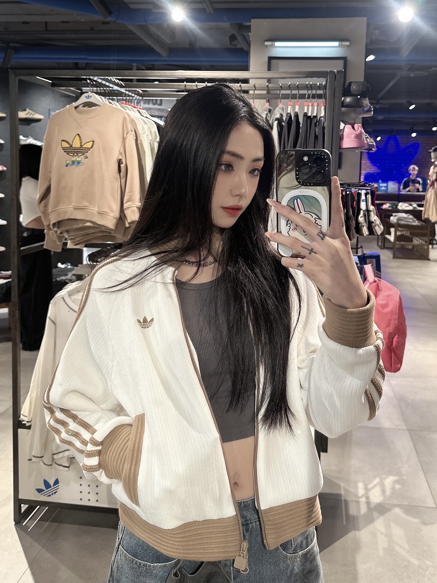 ADIDAS ORIGINALS 絲絨 立領外套 酒紅 卡其