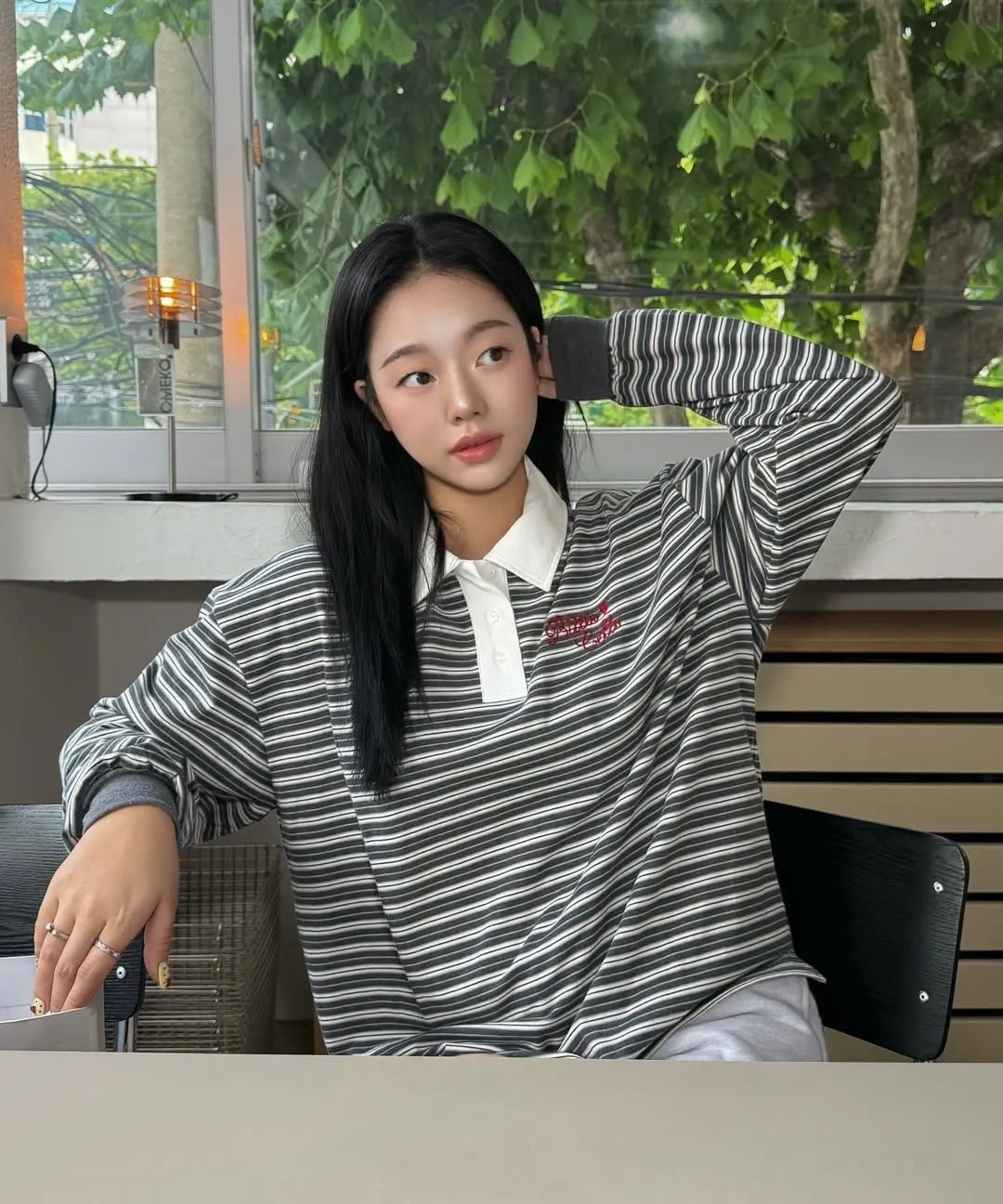 BITTER CELLS Gemini Stripe Collar Tee