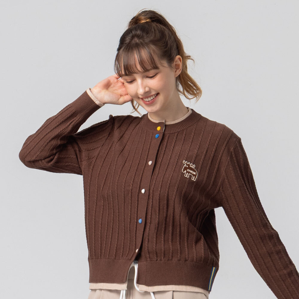 圓領 針織外套-可可棕