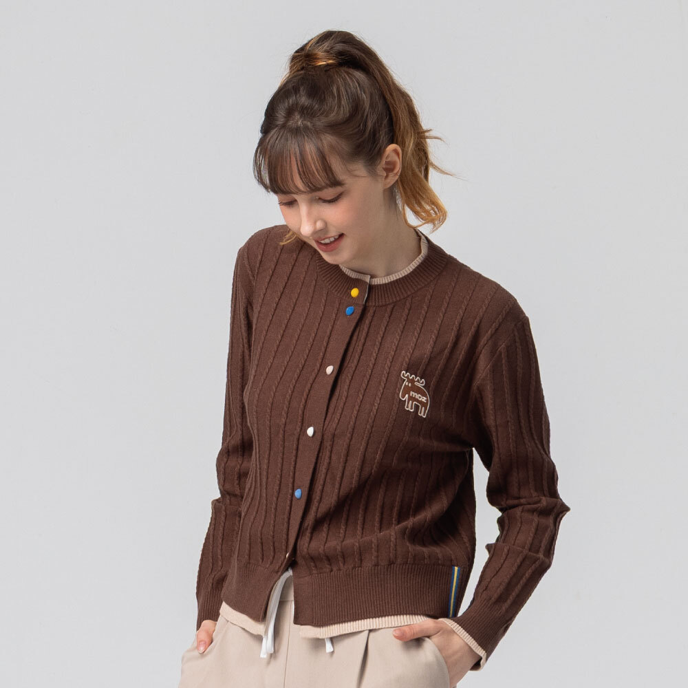 圓領 針織外套-可可棕