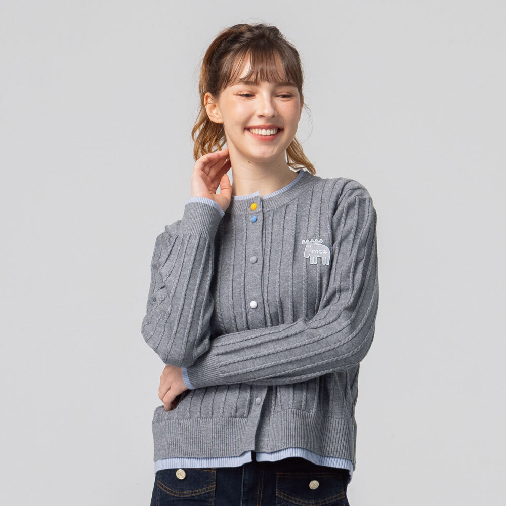 圓領 針織外套-霧灰藍