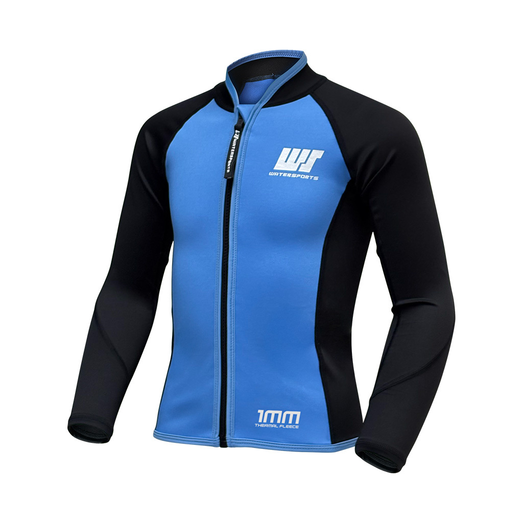 1mm 兒童四向拉伸抓毛游泳保暖夾克 - 藍/黑