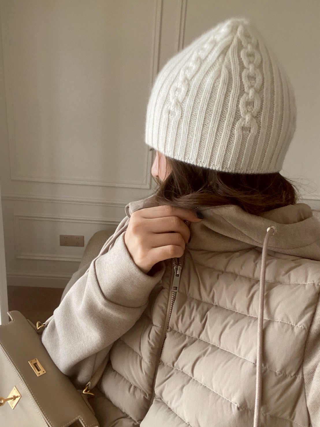 針織拼接羽絨外套+縮口棉褲SET-XS-L / 2色 (Elegant & Love)