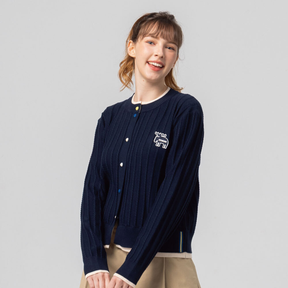 圓領 針織外套-海軍藍