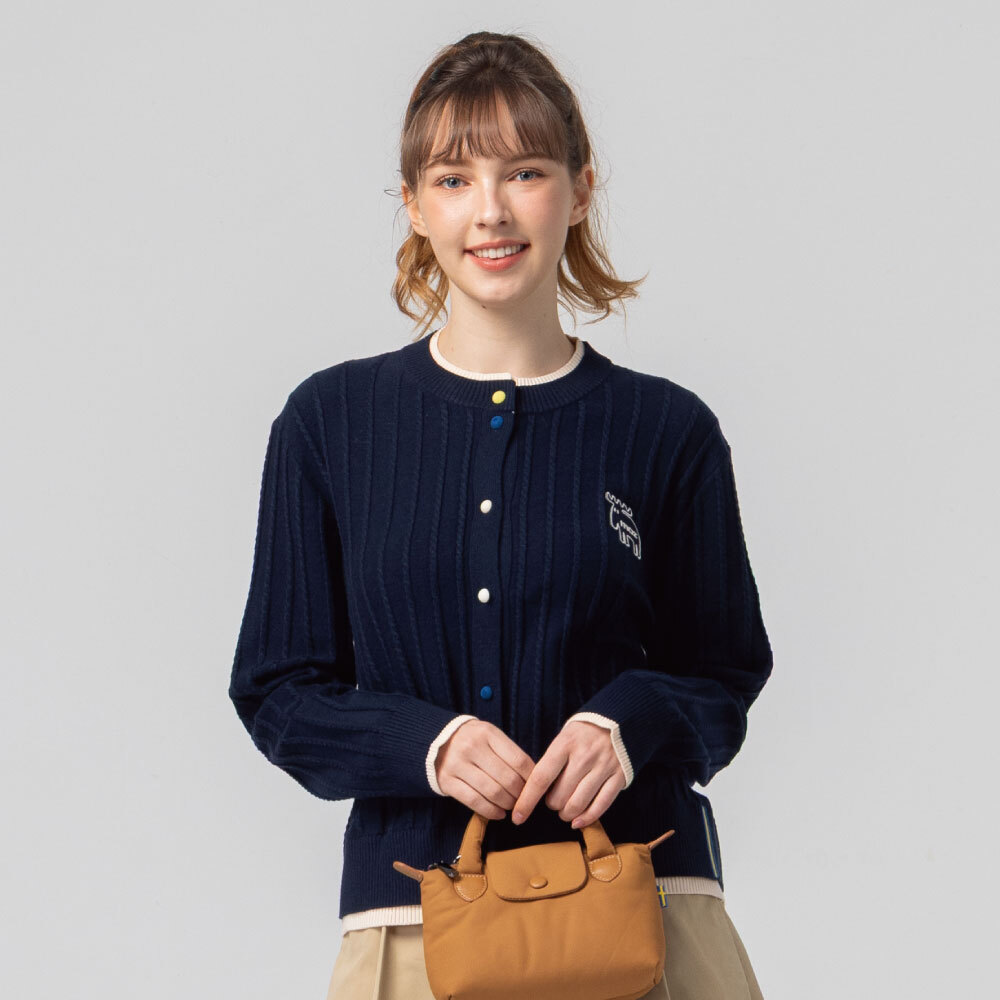 圓領 針織外套-海軍藍