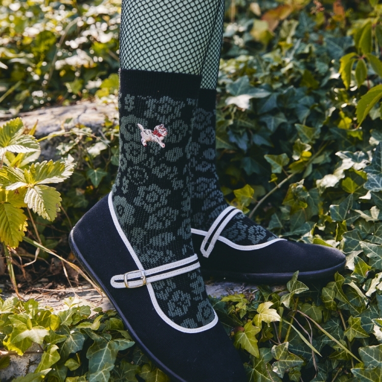 韓國 socks appeal® x Nathalie Lete 花卉提花刺繡中筒襪 victor