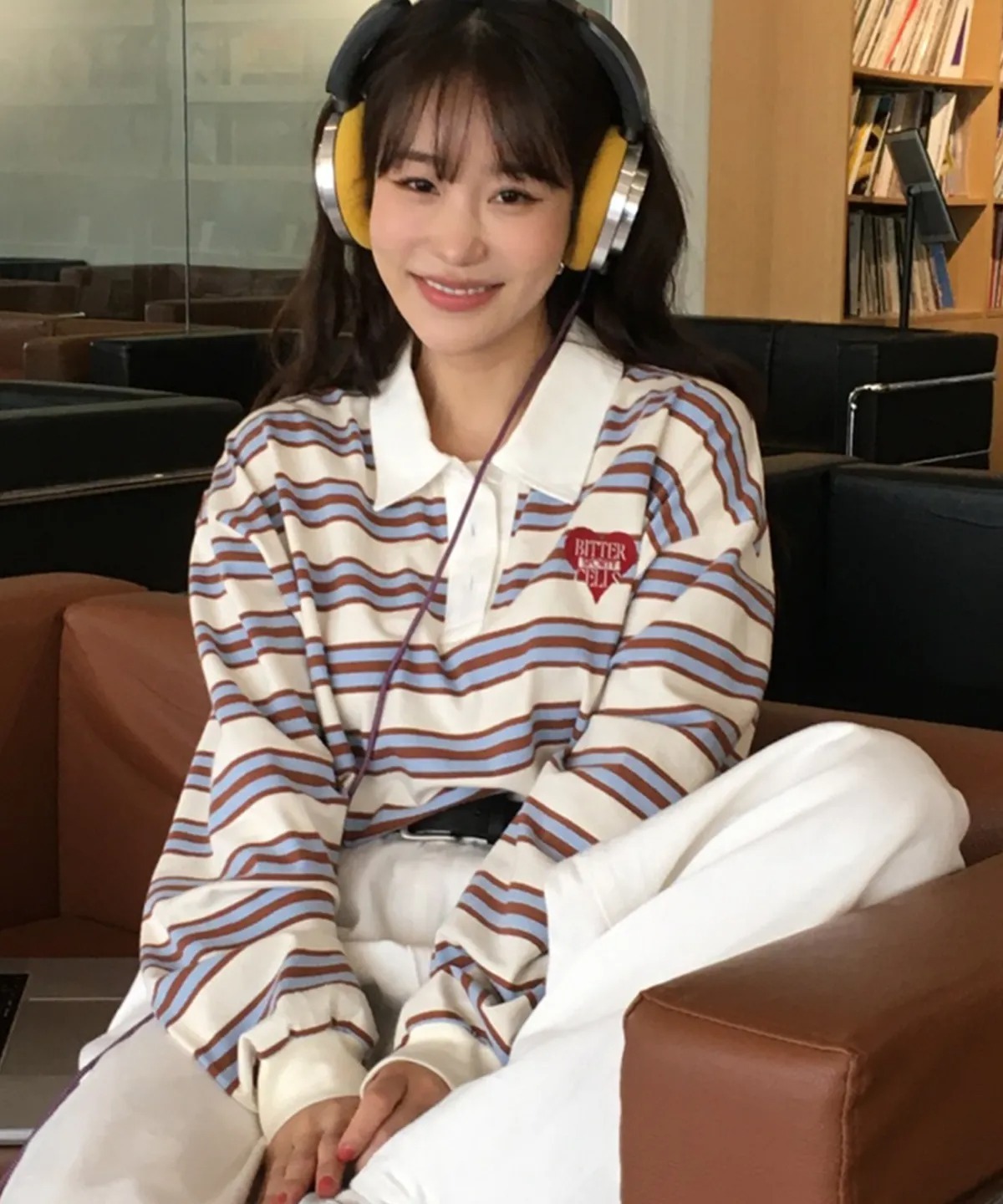 BITTER CELLS Union Stripe Collar Tee