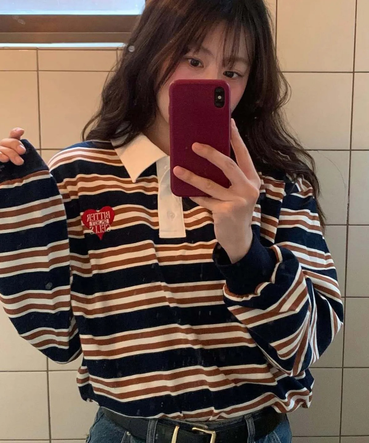 BITTER CELLS Union Stripe Collar Tee