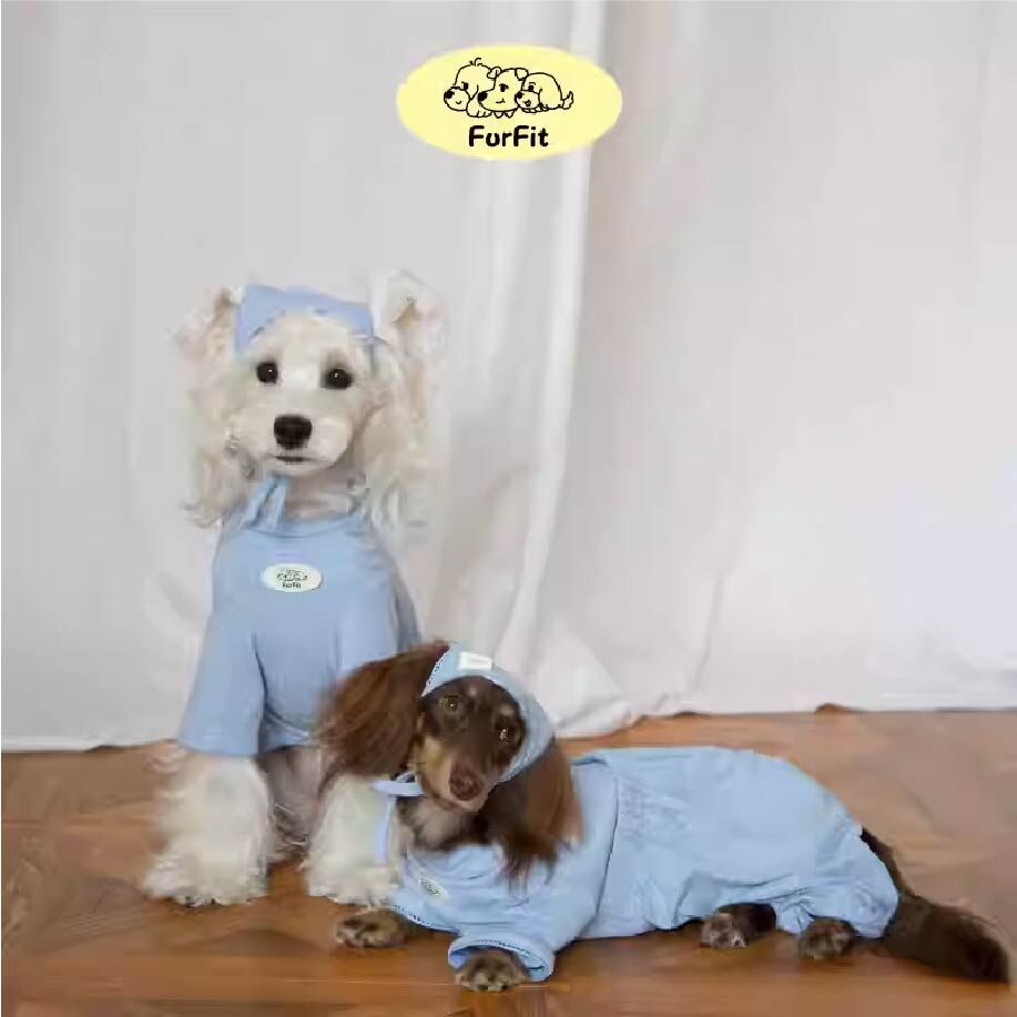 FurFit - 奶藍波波寵物四腳衣 送頭巾