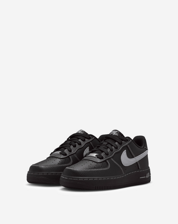 【預訂】NIKE AIR FORCE 1 全黑荔枝紋明線灰-GS