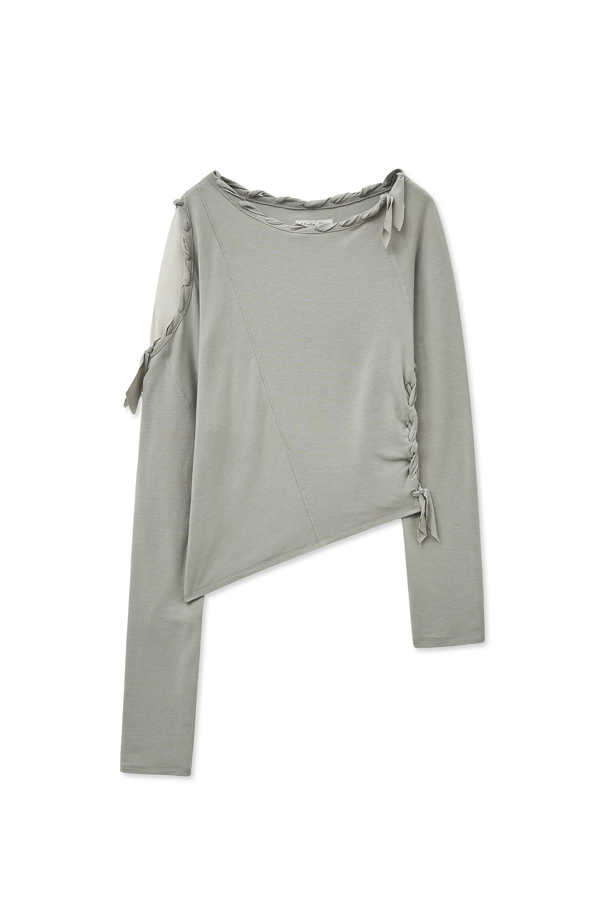 編織長袖上衣 淺灰