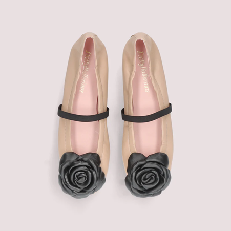 1PB0109-044 [PRETTY BALLERINAS] Rosario Beige Leather Ballet Flats #51555_D (BR)