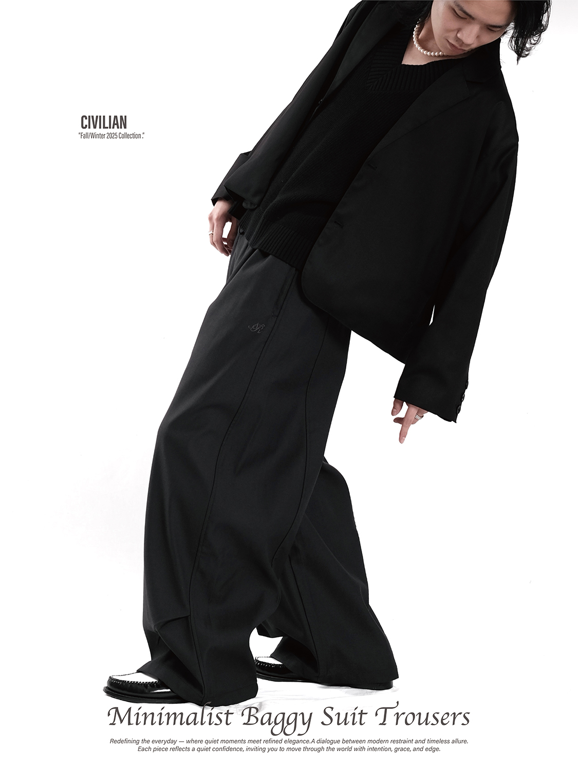 Nurari 休閒西裝長褲 黑/紫/深灰 25 A/W Civ. Minimalist baggy suit trousers
