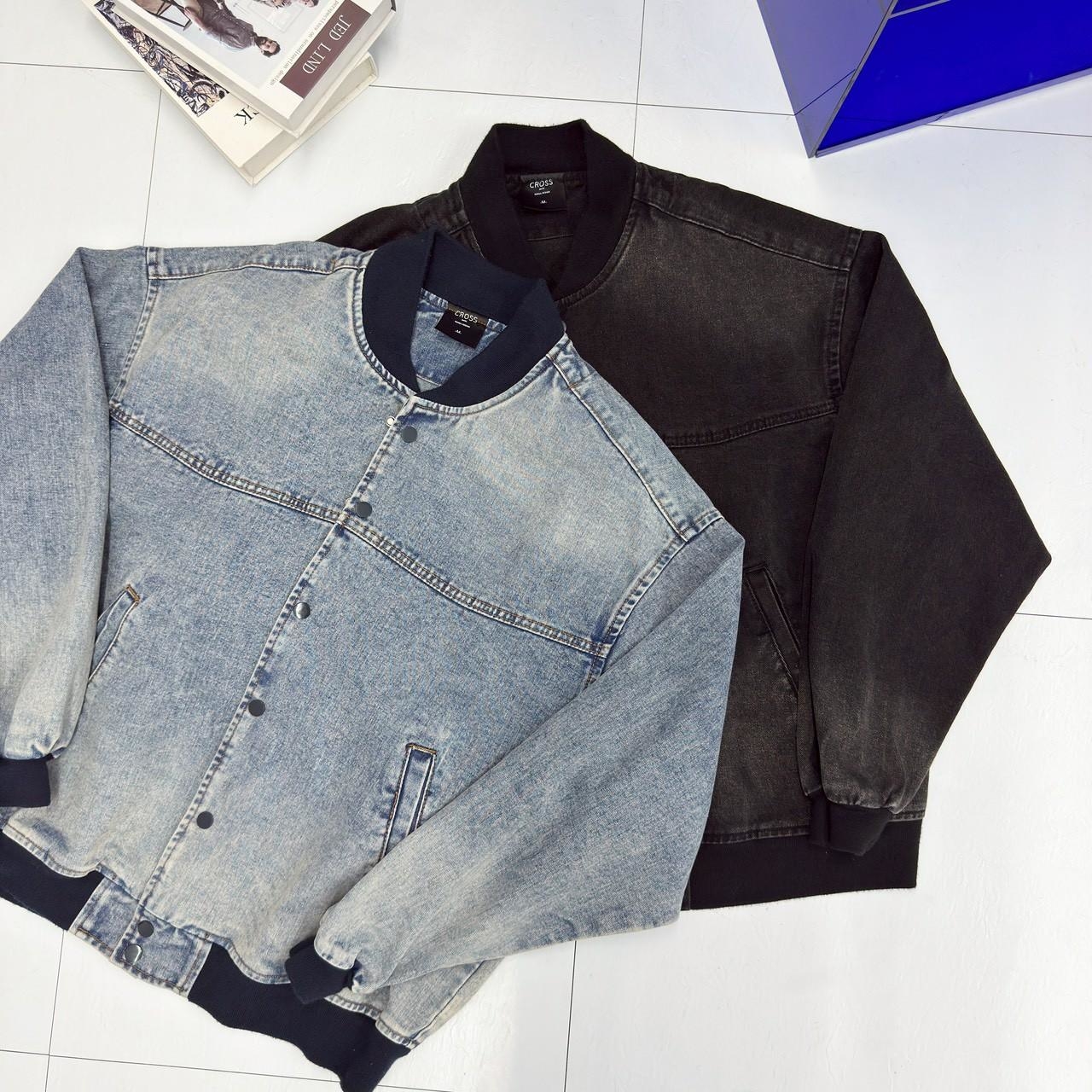 仿舊牛仔棒球夾克 98279