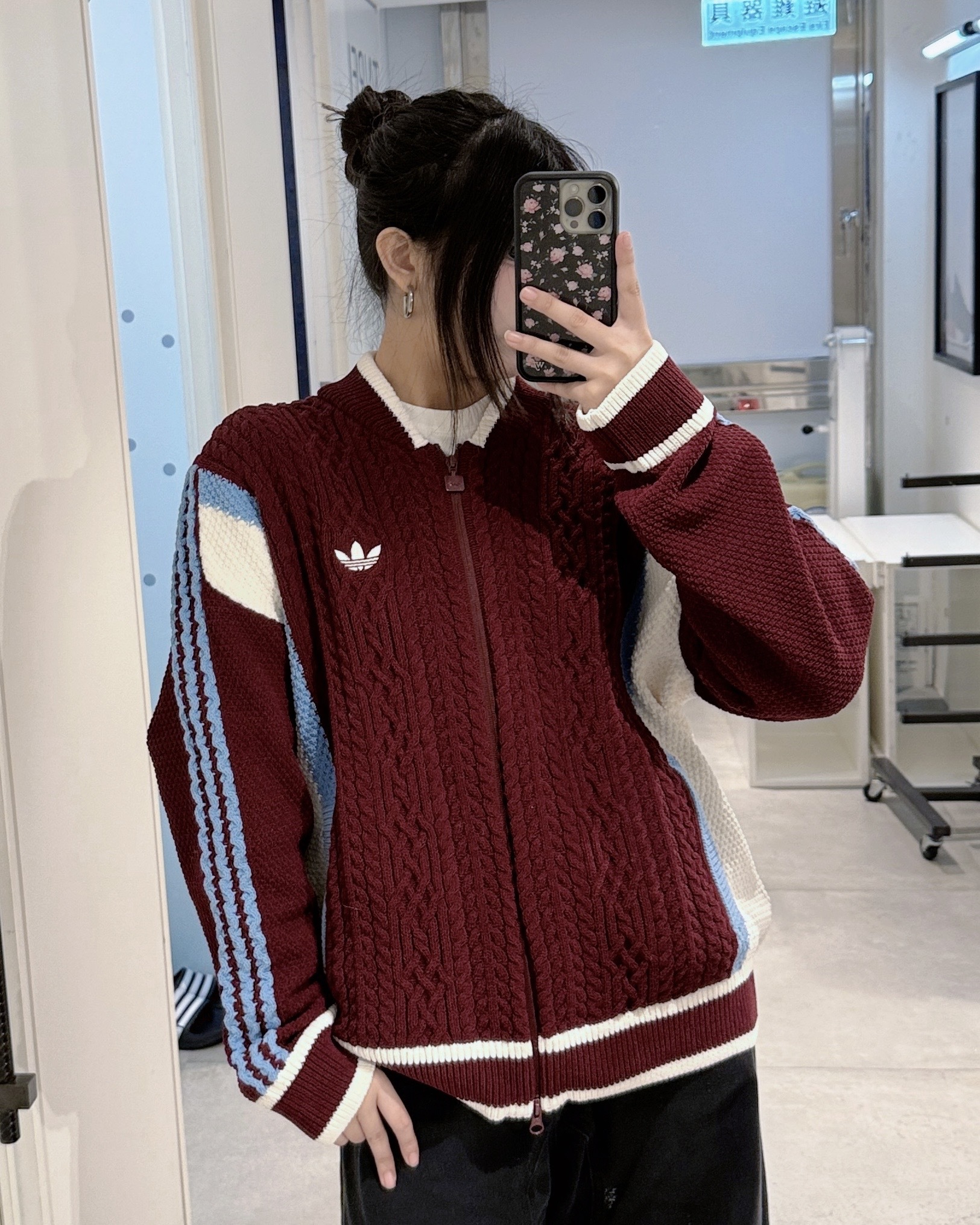 ADIDAS ORIGINALS 復古感麻花針織外套