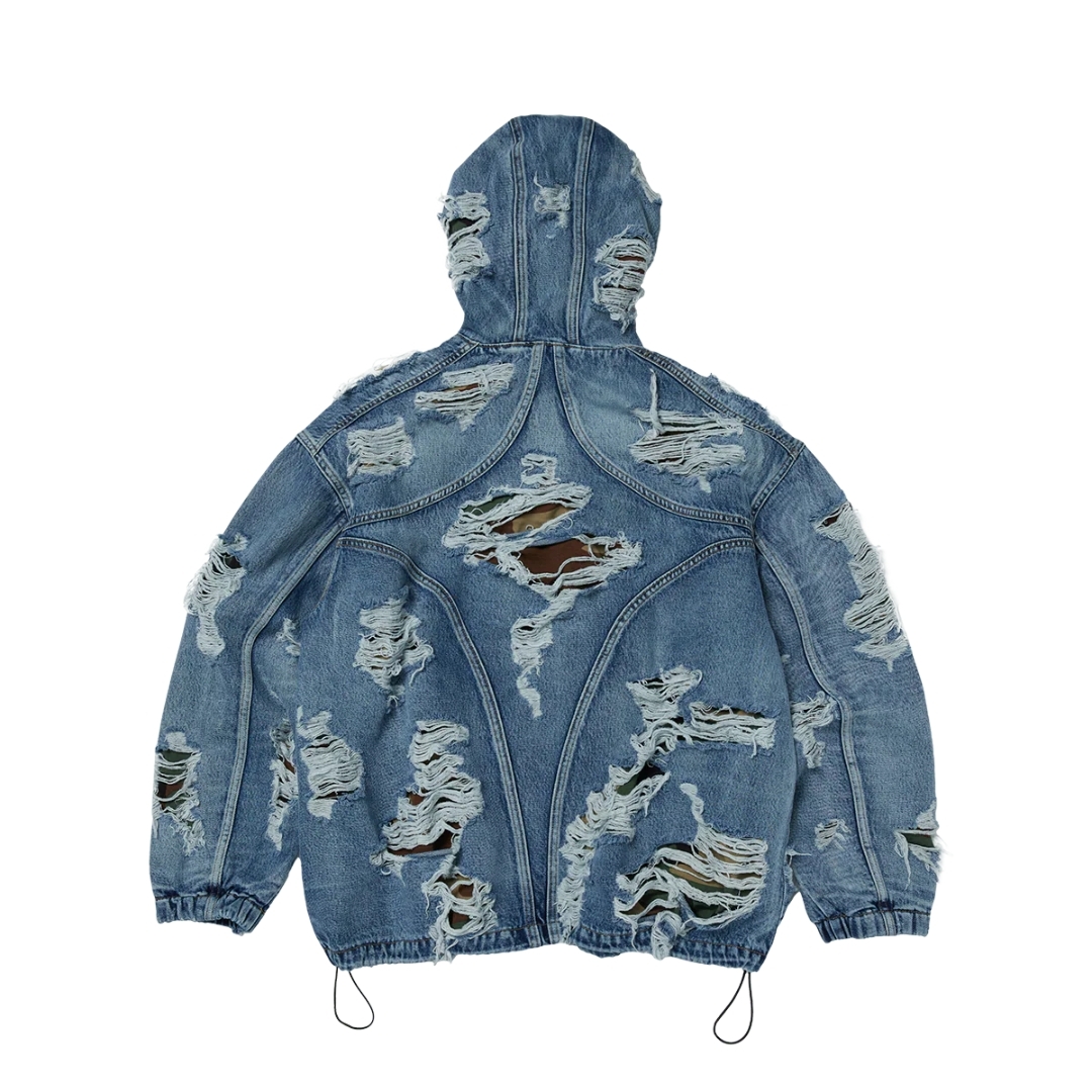 THUG CLUB HELL DENIM CAMO HOODED ZIP-UP
