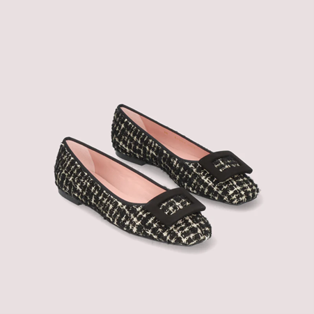 1PB0109-040 [PRETTY BALLERINAS] Camille Ballet Flats Black Fabric #50701_B (BR)