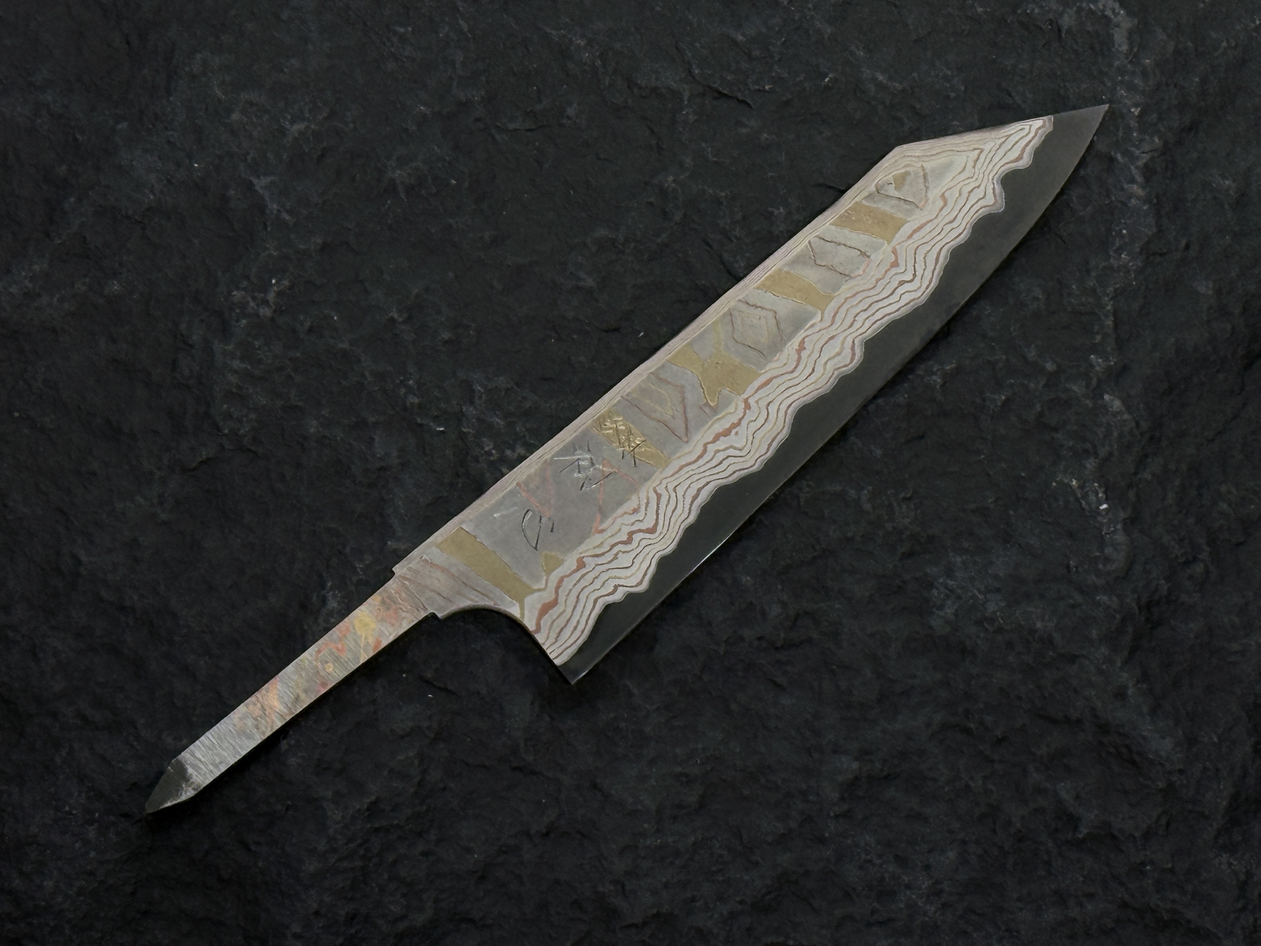 初心「彩」青紙二号 有色大馬士革鋼 切付牛刀