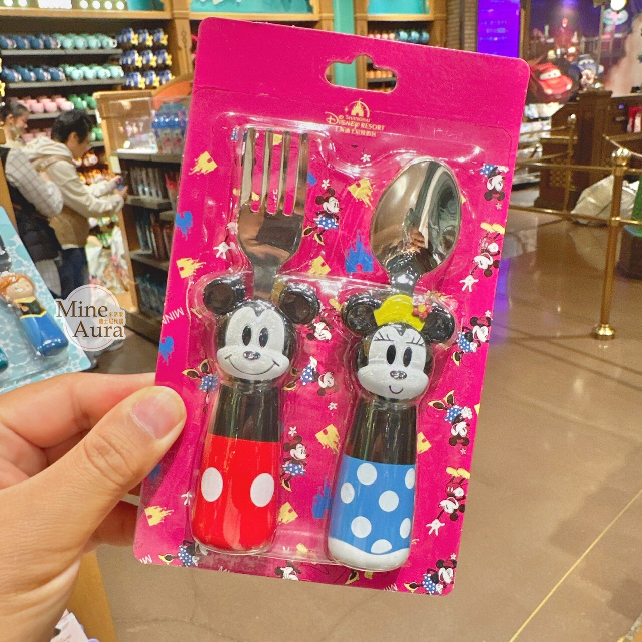 米奇 Mickey 米妮 Minnie Q版造型 湯匙 叉子 餐具 2入組 -上海迪士尼樂園