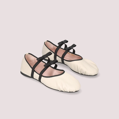 1PB0109-050 [PRETTY BALLERINAS] Lea Ballet Flats White Leather #51578_B (BR)