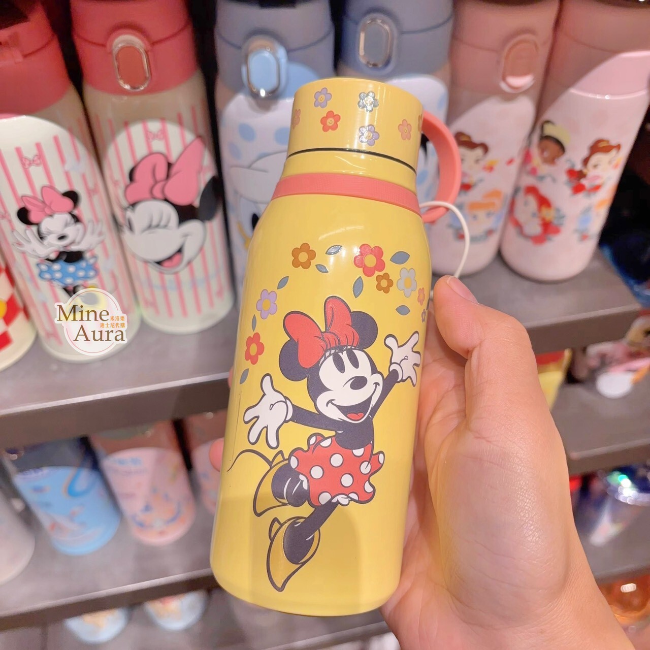 米妮 Minnie 圖案 黃色蓋子 黃色底 手提 水壺 -上海迪士尼樂園