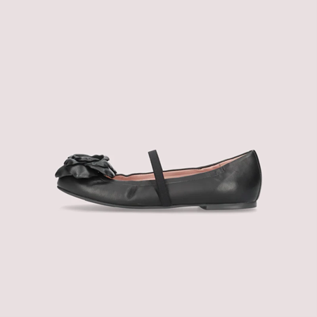 1PB0109-043 [PRETTY BALLERINAS] Rosario Ballet Flats Black Leather #51555_C (BR)
