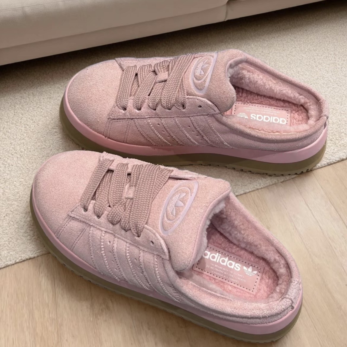 【代購】adidas Originals CAMPUS 00s「面包鞋」包頭拖鞋｜經典復古厚感半拖｜女款 粉色