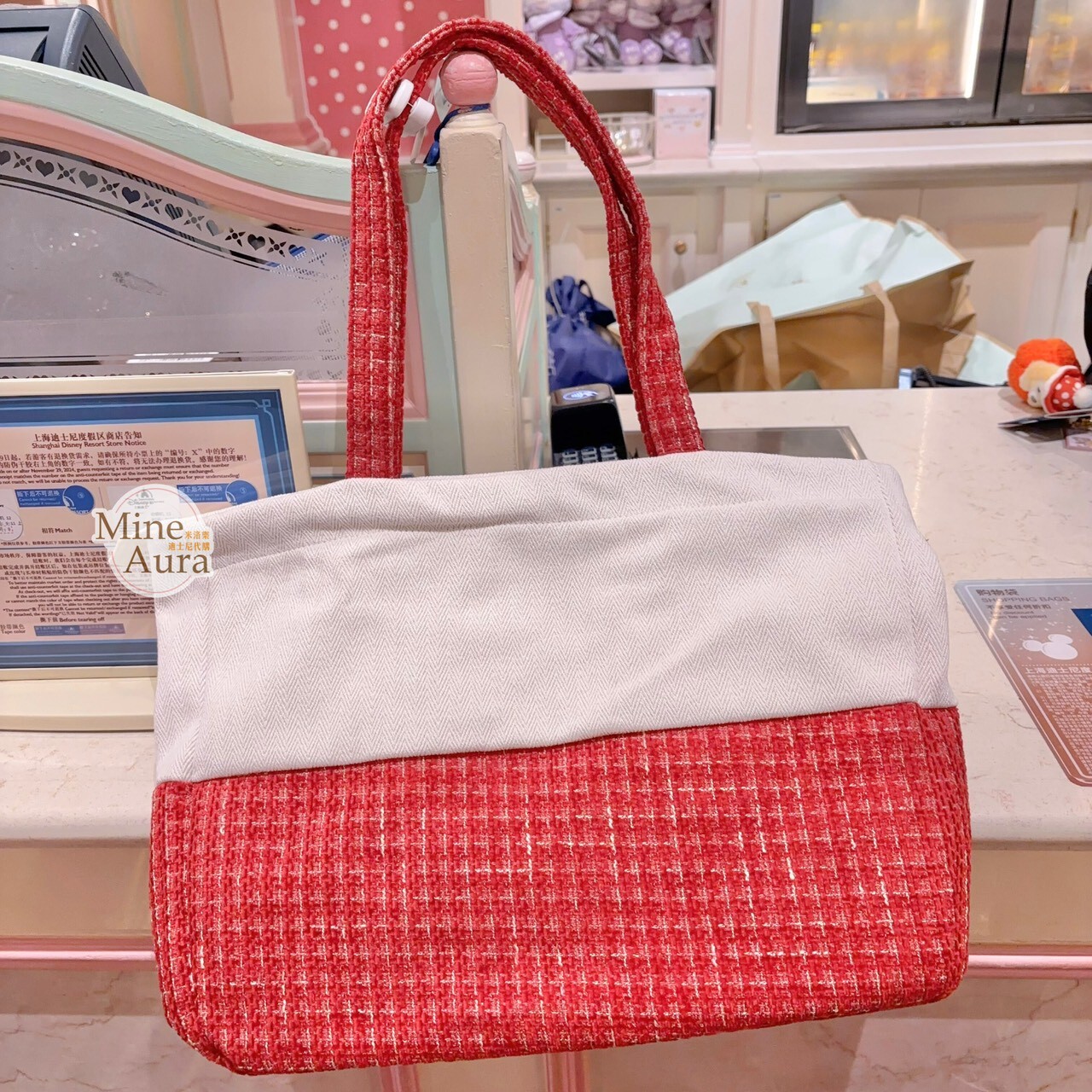 聖誕節 達菲 Duffy 玲娜貝兒 Lina bell 絨毛大頭 造型 手提包 托特包 -上海迪士尼樂園