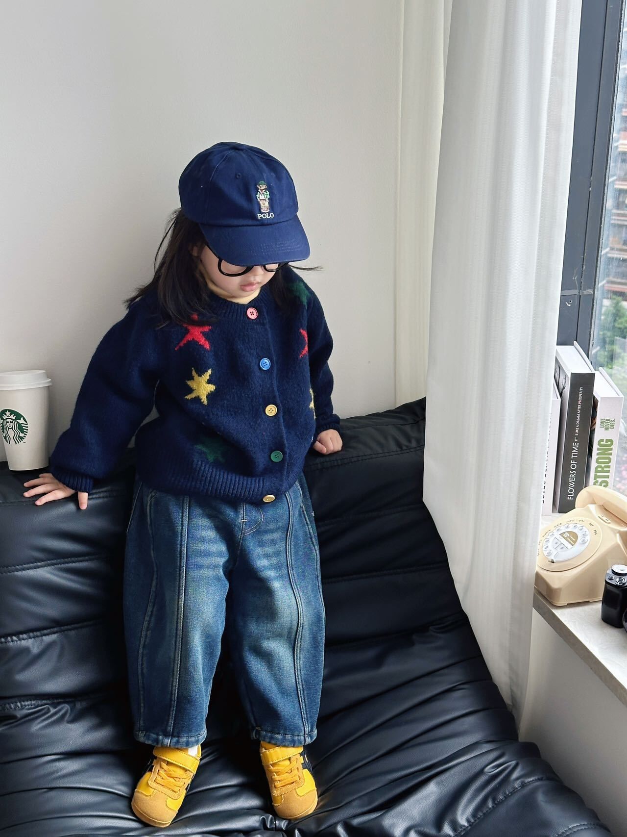 百搭直條加絨牛仔褲