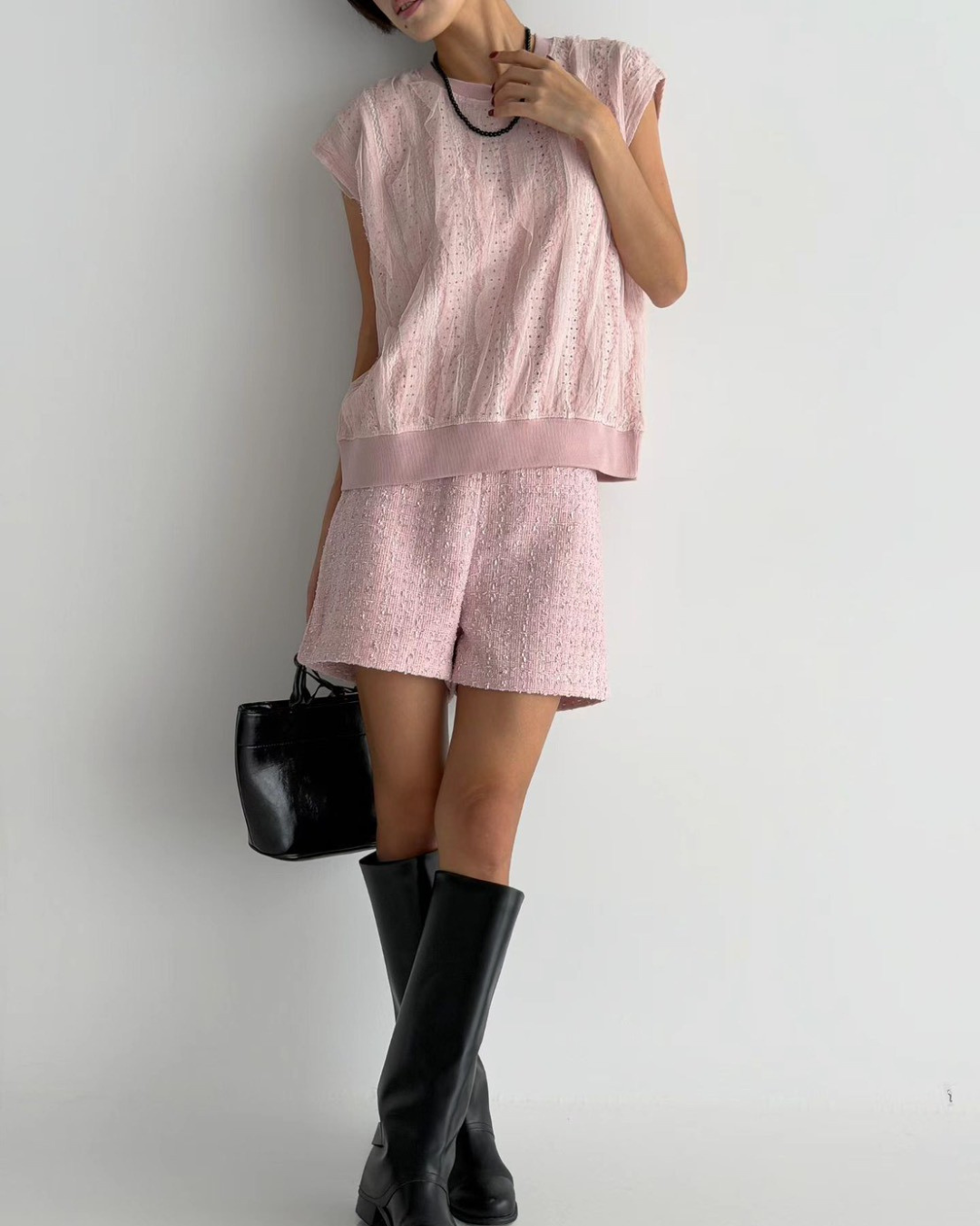 Marie-Marie  透膚蕾絲感疊搭針織背心