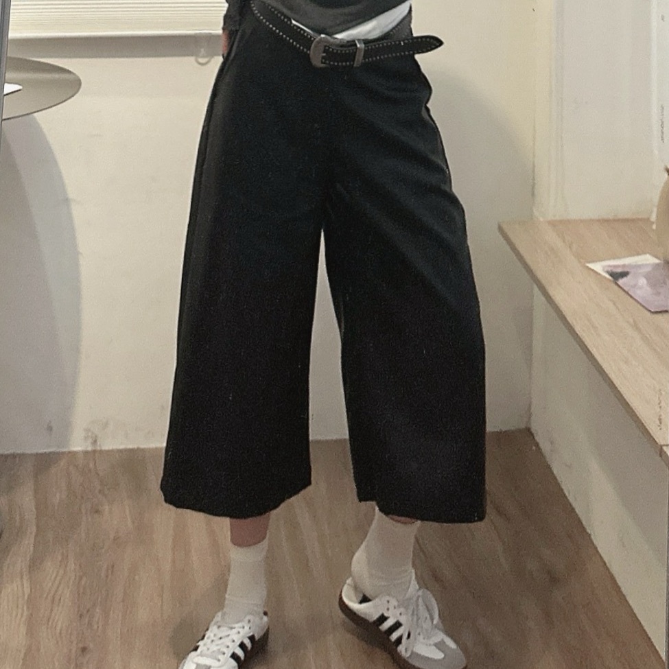 修身皮革七分褲/單一次