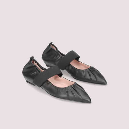 1PB0109-061 [PRETTY BALLERINAS] Kamala Ballet Flats Black Leather #51662_C (BR)