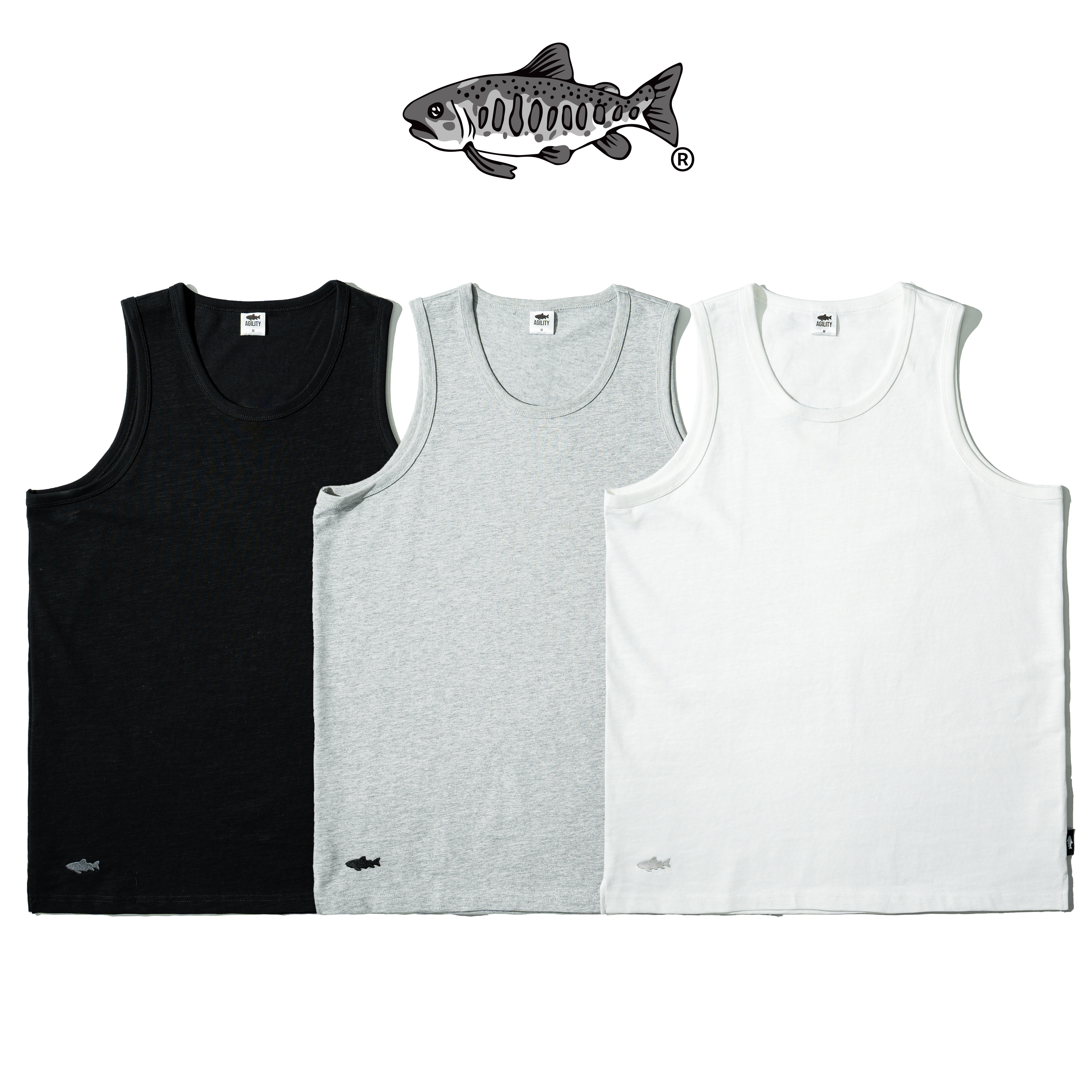 AGILITY Slub Cotton Tank 魚影刺繡 天竺棉背心 [V03S]