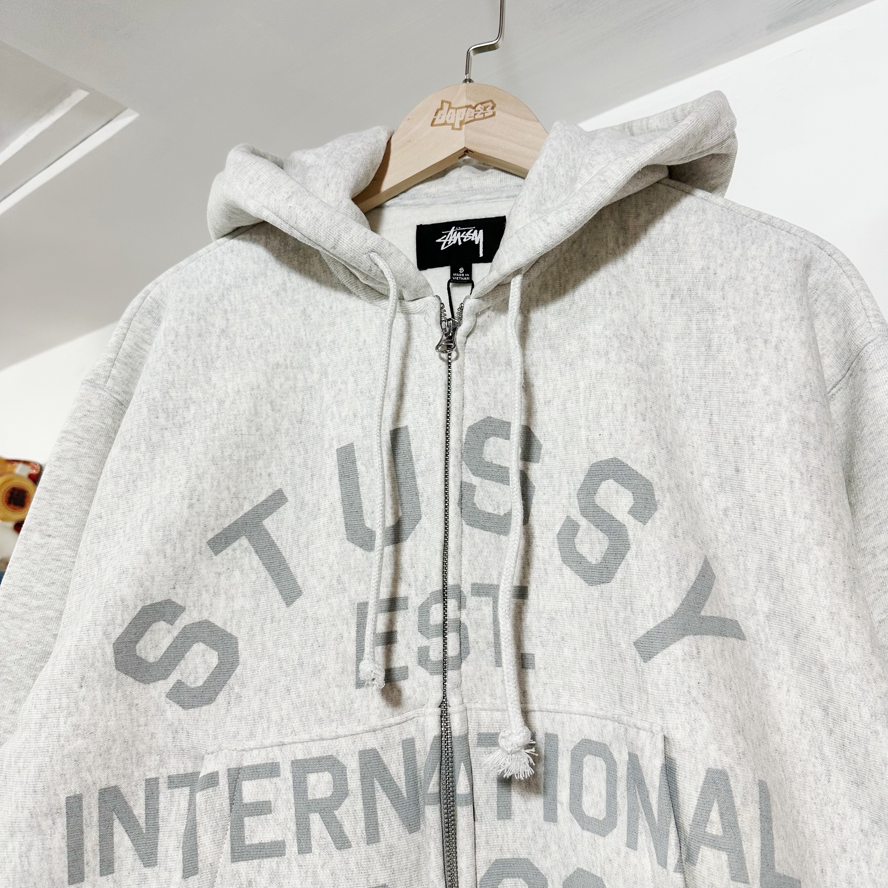 STUSSY ESTABLISHED ZIP HOODIE 拉鏈外套 GREY 淺灰