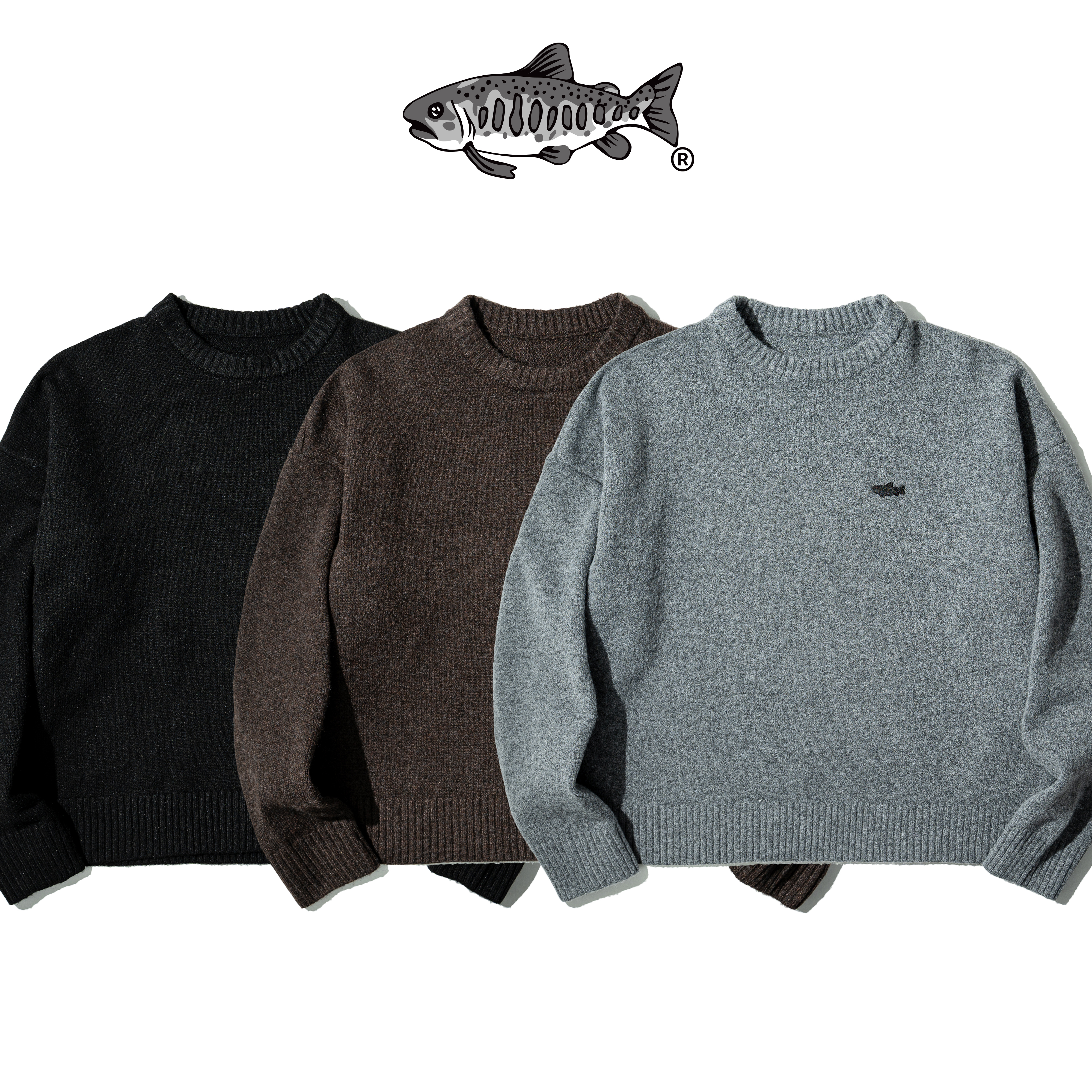 AGILITY Knit Crewneck Sweater / Shadow 魚影刺繡 圓領毛衣 [KN-S]