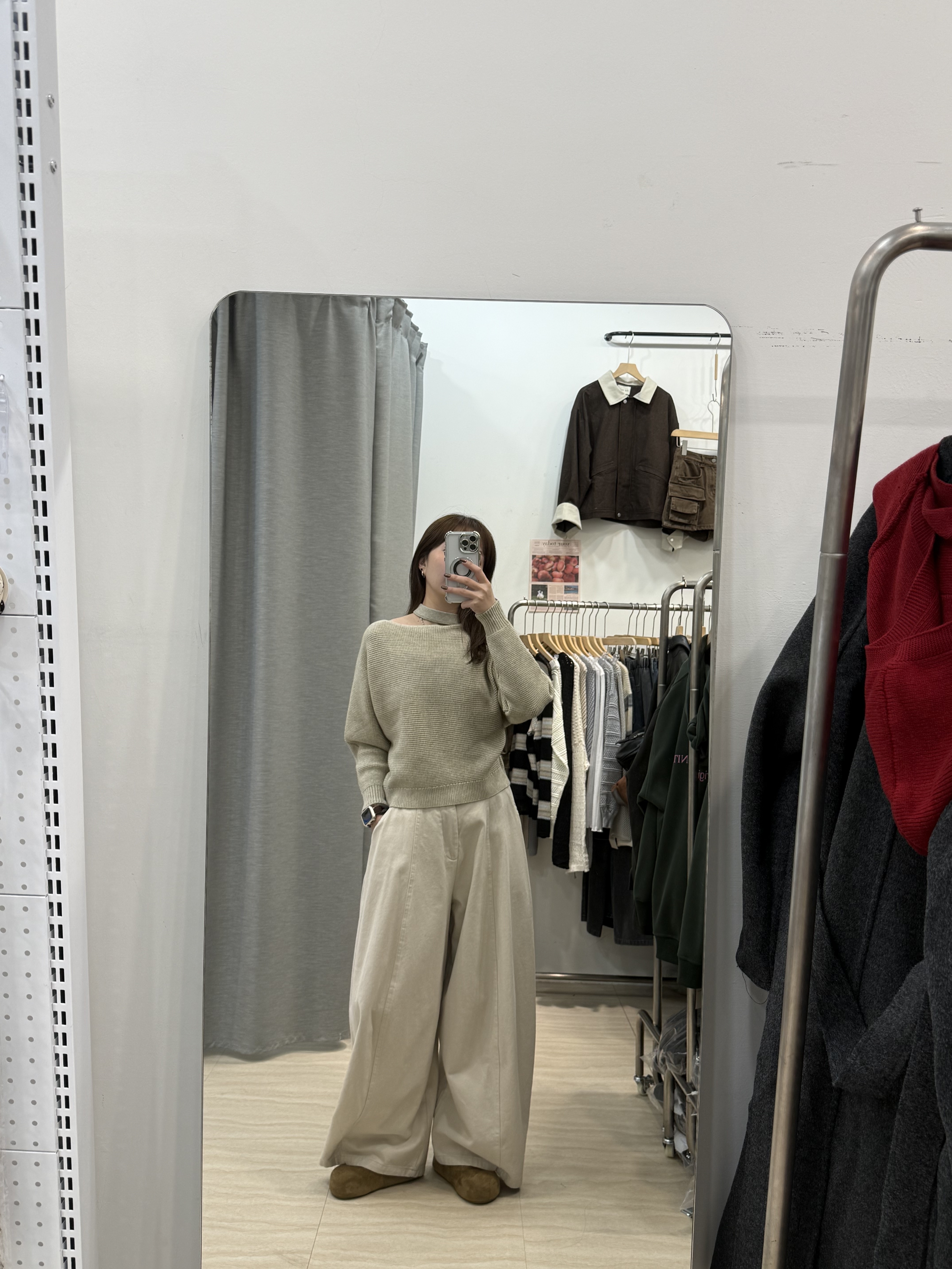 抓絨後鬆緊彎刀褲