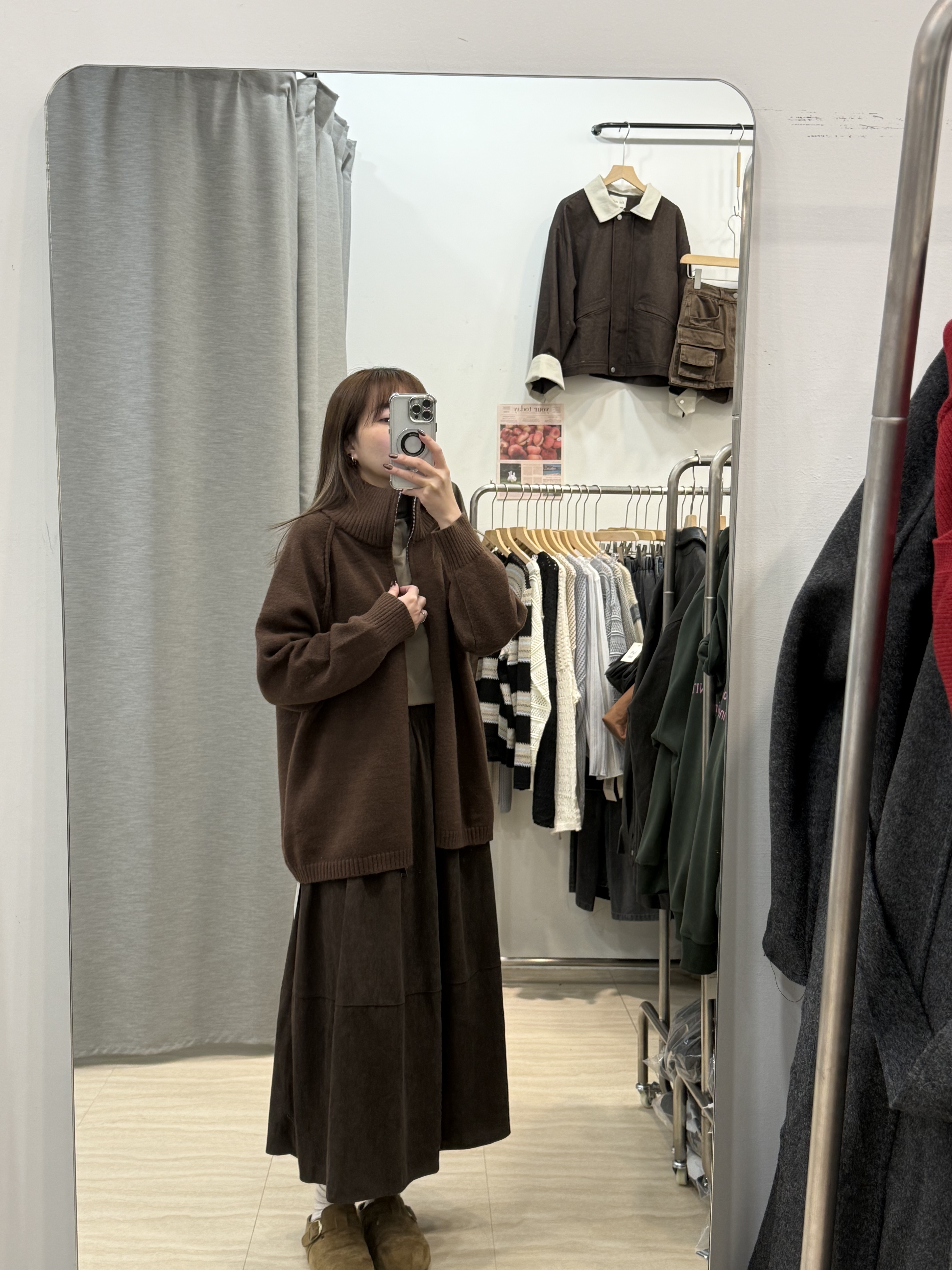 立領雙拉鍊針織外套