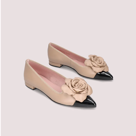 1PB0109-035 [PRETTY BALLERINAS] Clementine Beige Leather Loafers #50639_A (BR)