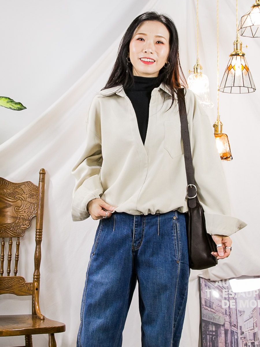 ⬇️開倉低至半價😱FINALSALE📣  企領羅紋料．拼色厚扯布料 假兩件TOP 【不設退換】