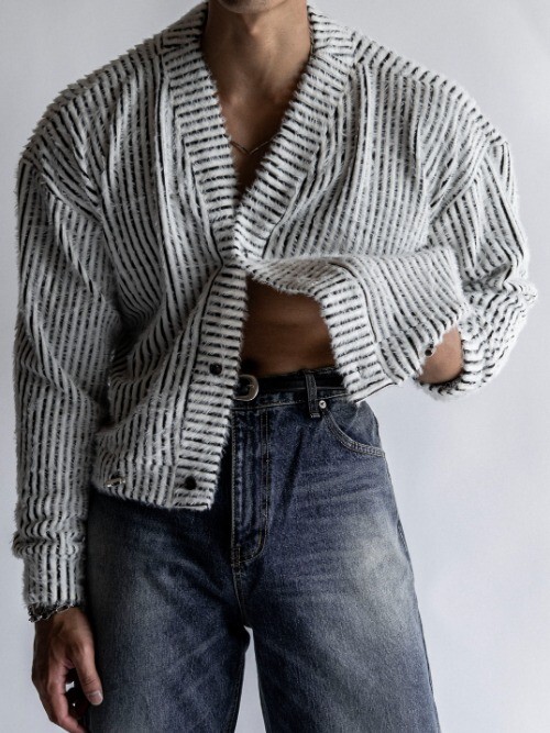 Lego 馬海毛繩扣短款開衫