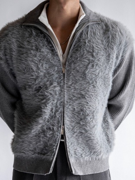 安哥拉羊毛針織拉鍊衫